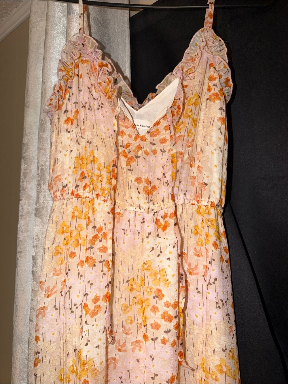 Jane+ Hudson Floral Ruffle Spaghetti Strap dress
